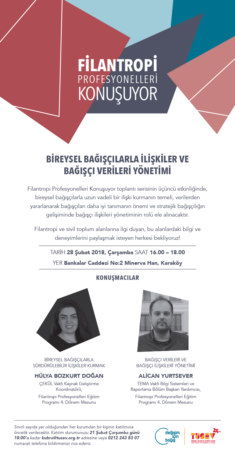 Filantropi Profesyonelleri Konuşuyor Toplantı Serisinin Üçüncüsü 28 Şubat'ta Gerçekleşecek