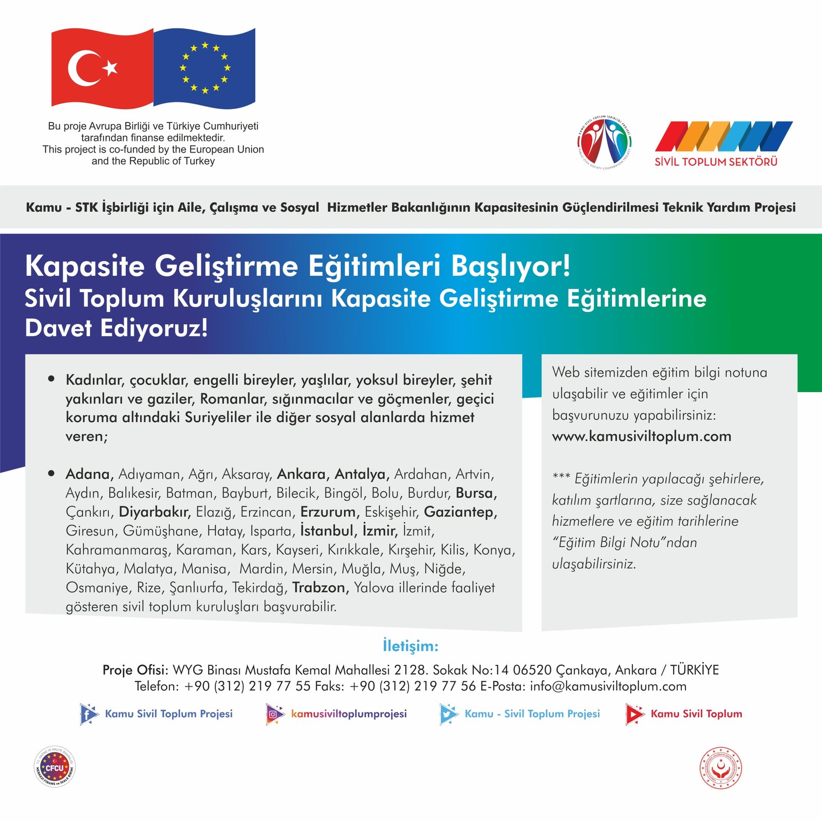 Sivil Toplum Kuruluşları için Kapasite Geliştirme Eğitimleri