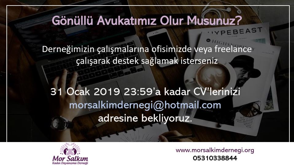 Mor Salkım Kadın Dayanışma Derneği Gönüllü Avukat Arıyor!