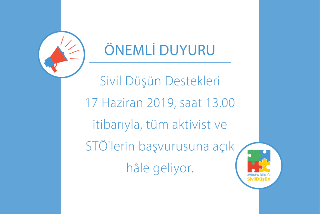 Sivil Düşün Destekleri 17 Haziran’da kısıtlama olmaksızın herkesin başvurusuna açık hâle geliyor!