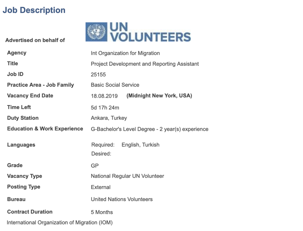 Int Organization for Migration is looking for Project Development and Reporting Assistant