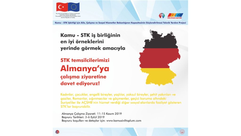 Kamu-STK İşbirliği Projesi Almanya Çalışma Ziyareti için Başvurular Başladı!