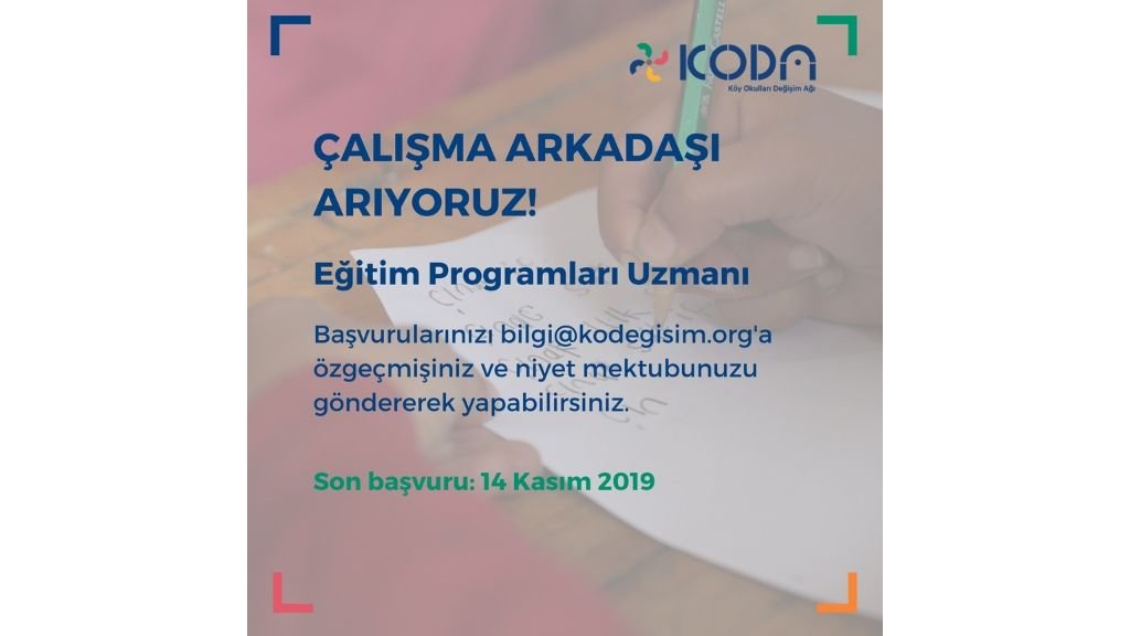 Köy Okulları Değişim Ağı (KODA) Eğitim Programları Uzmanı Arıyor!