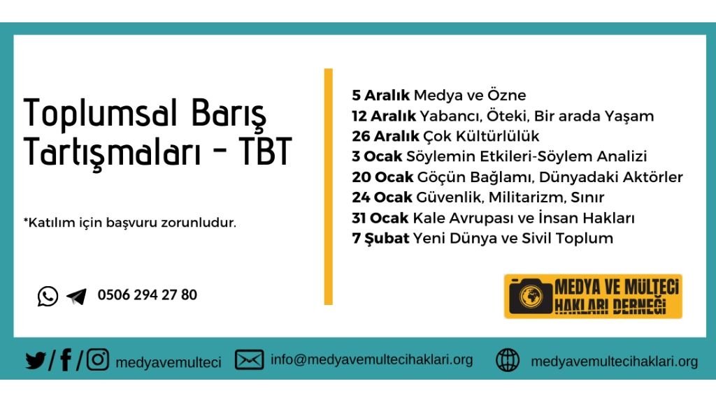 Medya ve Mülteci Hakları Derneği’nden Toplumsal Barış Tartışmaları -TBT