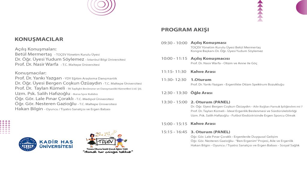 TOÇEV II. Uluslararası Ergenlik Kongresi 6 Kasım 2019 tarihinde Kadir Has Üniversitesinde Düzenlenecektir!