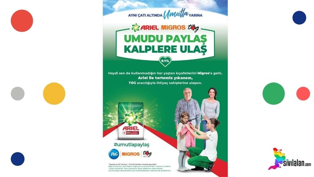 Ariel ve Migros “Umudu Paylaş Kalplere Ulaş” kampanyası Toplum Gönüllüleri Vakfı (TOG) desteği ile on binlerce kişiyi mutlu edecek