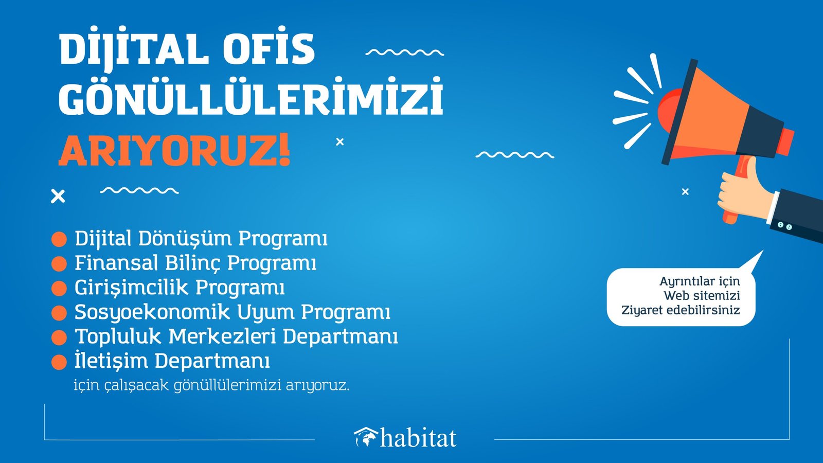 Habitat Derneği Dijital Ofis Gönüllüleri Arıyor!
