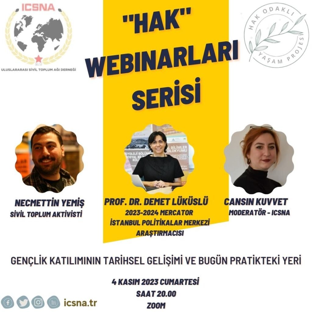 Uluslararası Sivil Toplum Ağı Derneği, (ICSNA) "Hak" Webinarı 4 Kasım'da Gerçekleştiriyor!