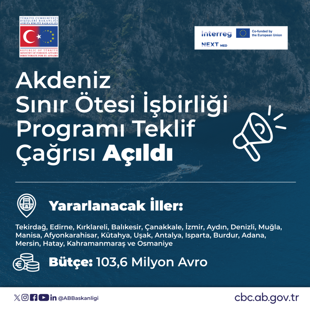 Sınır Ötesi İşbirliği Programlarından Bir İlk Daha: Akdeniz Havzası Programı 21 Kente 4 Farklı Alanda Açtığı Çağrı ile Farklı Kamu ve Özel Kurum ve Uluslararası Kuruluşlara Proje Geliştirme İmkanı Tanıyor !
