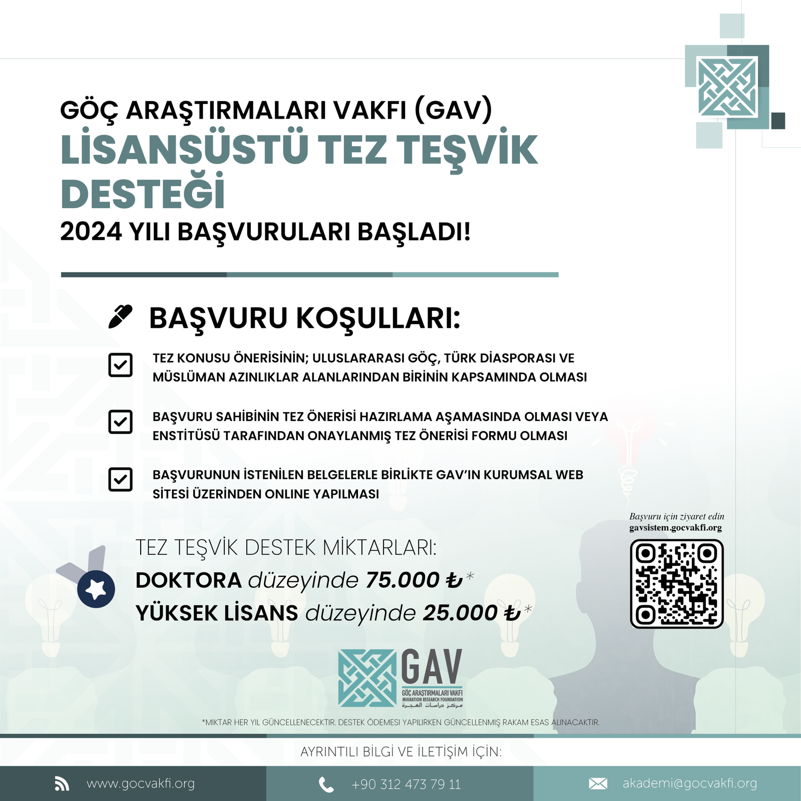 Göç Araştırmaları Vakfı (GAV) Lisansüstü Tez Teşvik Desteği 2024 Yılı Başvuruları Başladı!