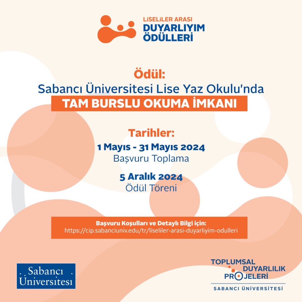 Liseliler Arası Duyarlıyım Ödül Programı’nın Başvuruları Devam Ediyor!