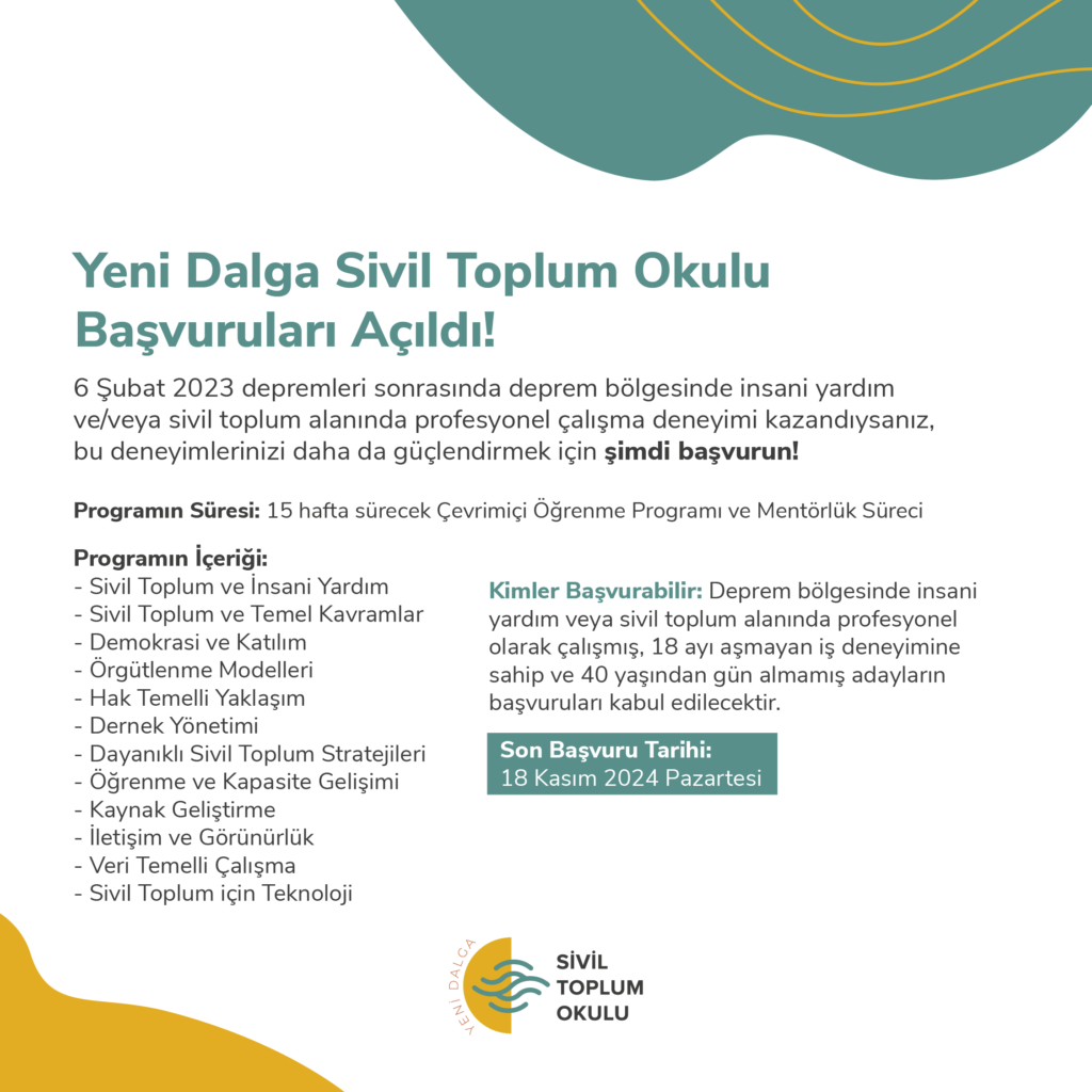 Yeni Dalga Sivil Toplum Okulu Başvuruları Açıldı!