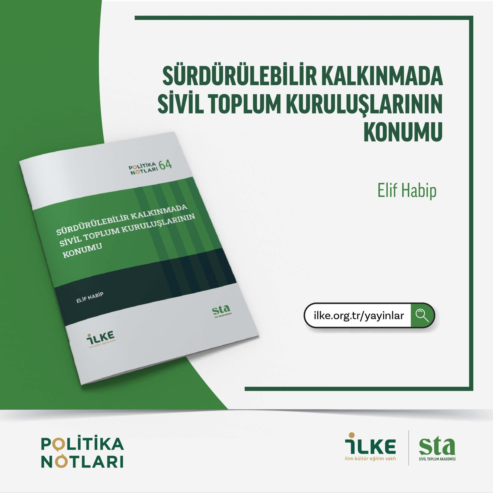 Sürdürülebilir Kalkınmada Sivil Toplum Kuruluşlarının Konumu Politika Notu Yayımlandı