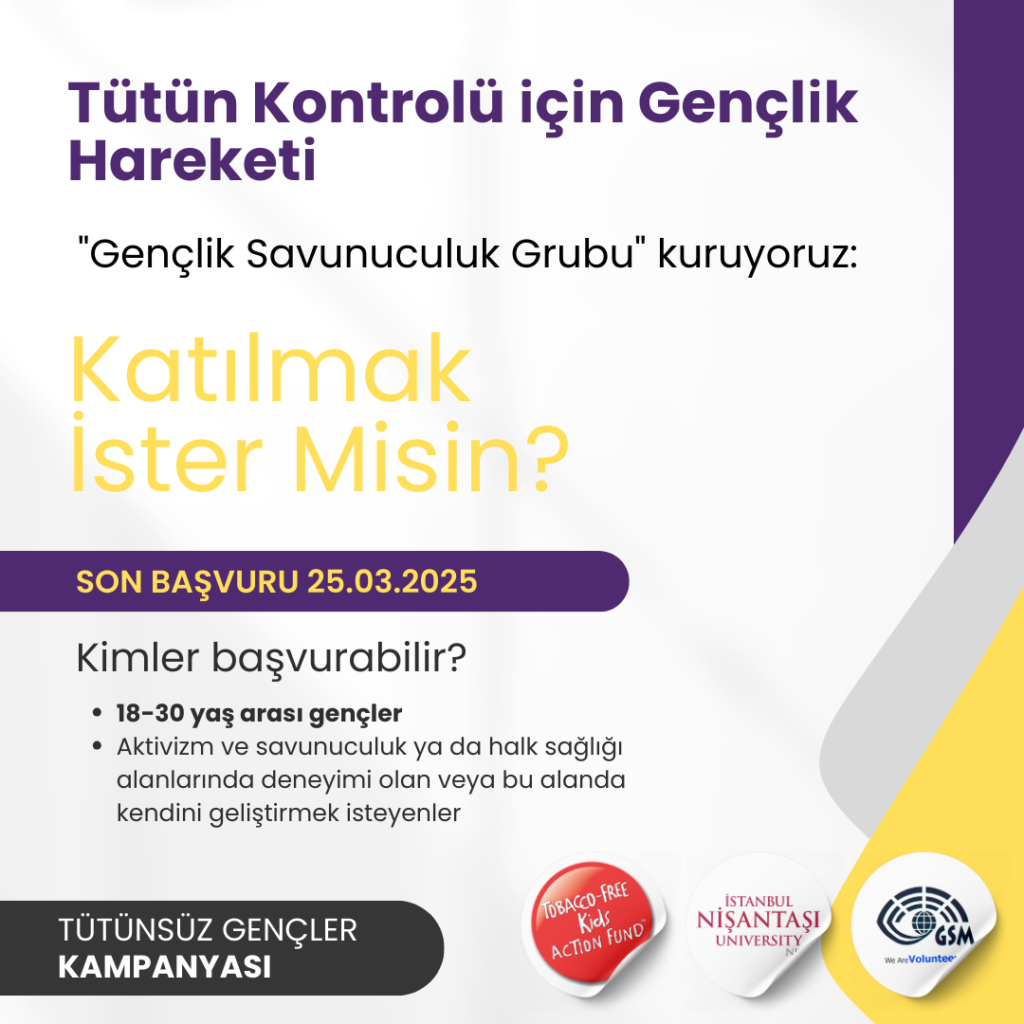 Tütünsüz Gençler Kampanyası Gençlik Savunuculuk Grubu'na katılmak ister misin?