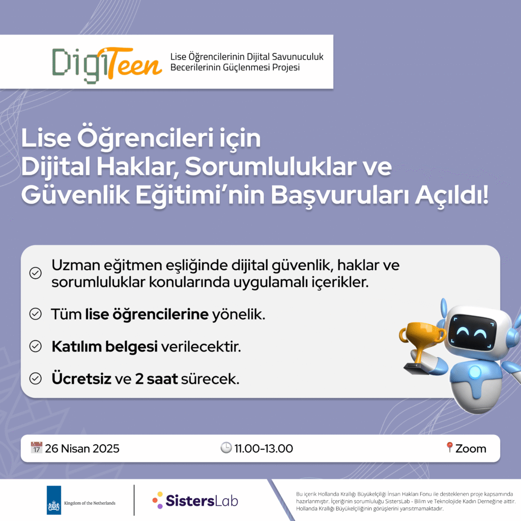Lise öğrencilerine yönelik Dijital Haklar, Sorumluluklar ve Güvenlik Eğitimi’nin Başvuruları Açıldı