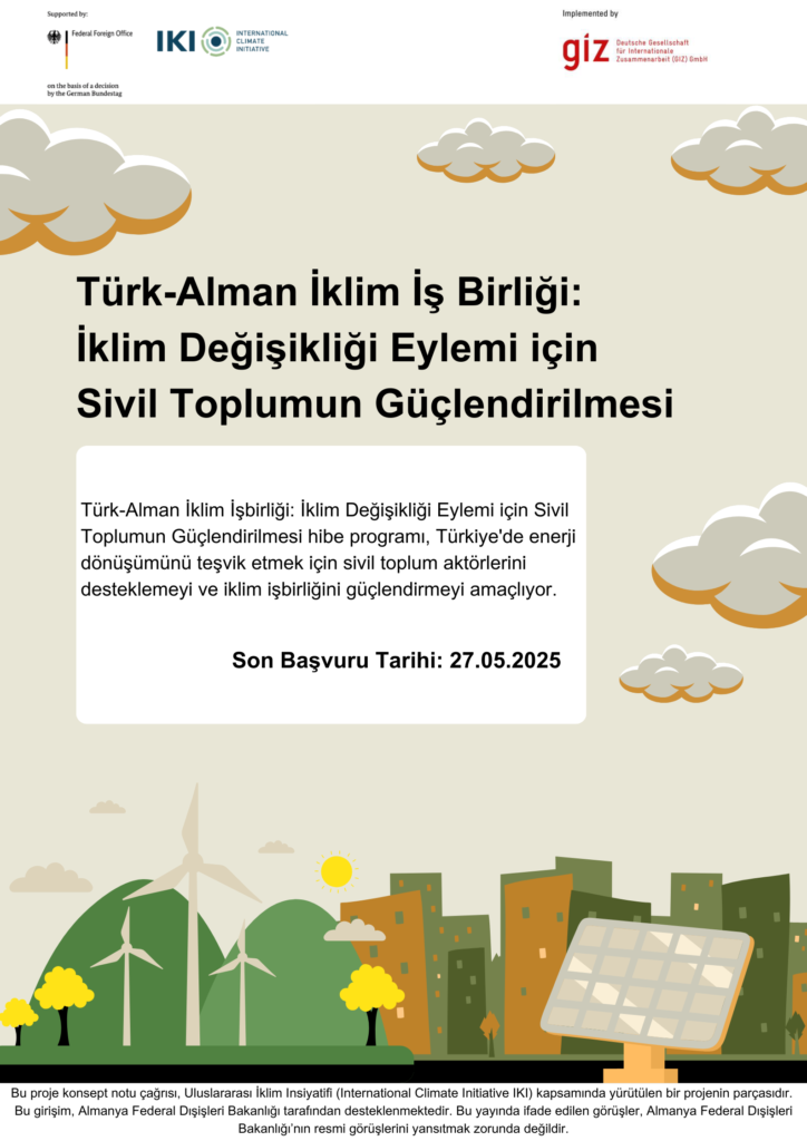 Türk-Alman İklim İş Birliği: İklim Değişikliği Eylemi için Sivil Toplumun Güçlendirilmesi Projesi Proje Başvuruları Açıldı