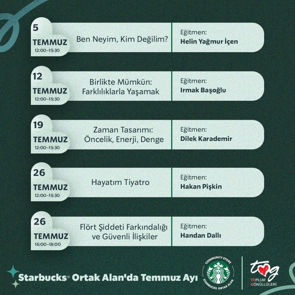 Starbucks Ortak Alan’da Temmuz Ayı'nda İyi Ki Geldim Atölyeleriyle Buluşuyor