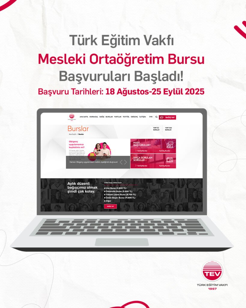 Türk Eğitim Vakfı Mesleki Ortaöğretim Bursu Başvuruları Başladı