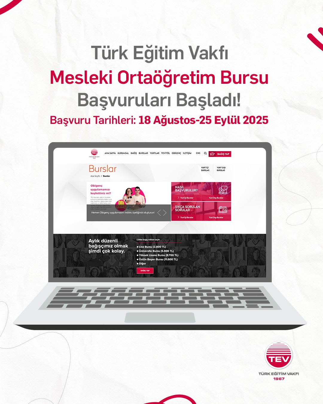 Türk Eğitim Vakfı Mesleki Ortaöğretim Bursu Başvuruları Başladı