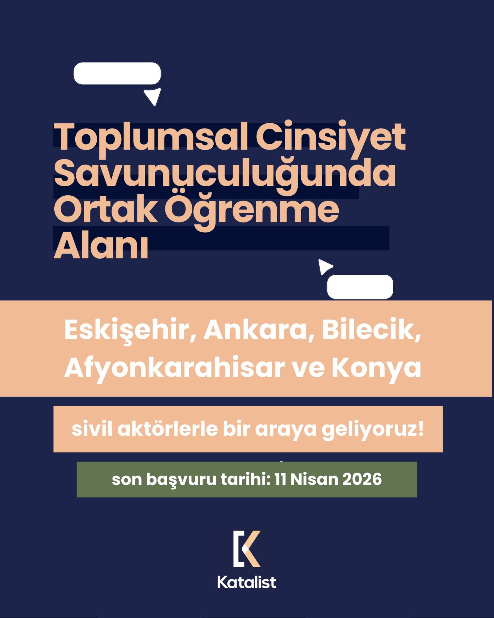 UN Women Türkiye ve Katalist’ten Eskişehir, Ankara, Bilecik, Afyonkarahisar ve Konya’da Toplumsal Cinsiyet Eşitliği İçin Sivil Aktörlere Çağrı: Son Başvuru 11 Nisan